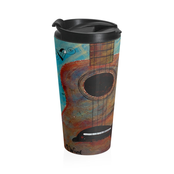 Stainless Steel Travel Mug - Brown Violin