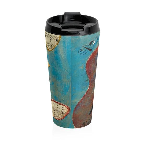 Stainless Steel Travel Mug - Brown Violin