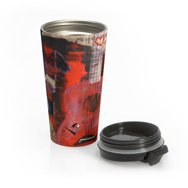 Stainless Steel Travel Mug - Rhythms in Red