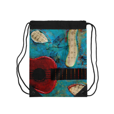 Drawstring Bag - Red Ukelele - Artinzene