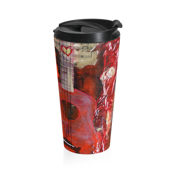 Stainless Steel Travel Mug - Rhythms in Red