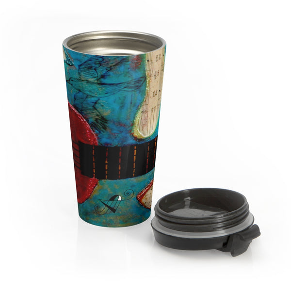 Travel Mug Red Ukelele 2 - Artinzene