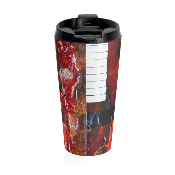 Stainless Steel Travel Mug - Rhythms in Red